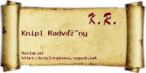 Knipl Radvány névjegykártya